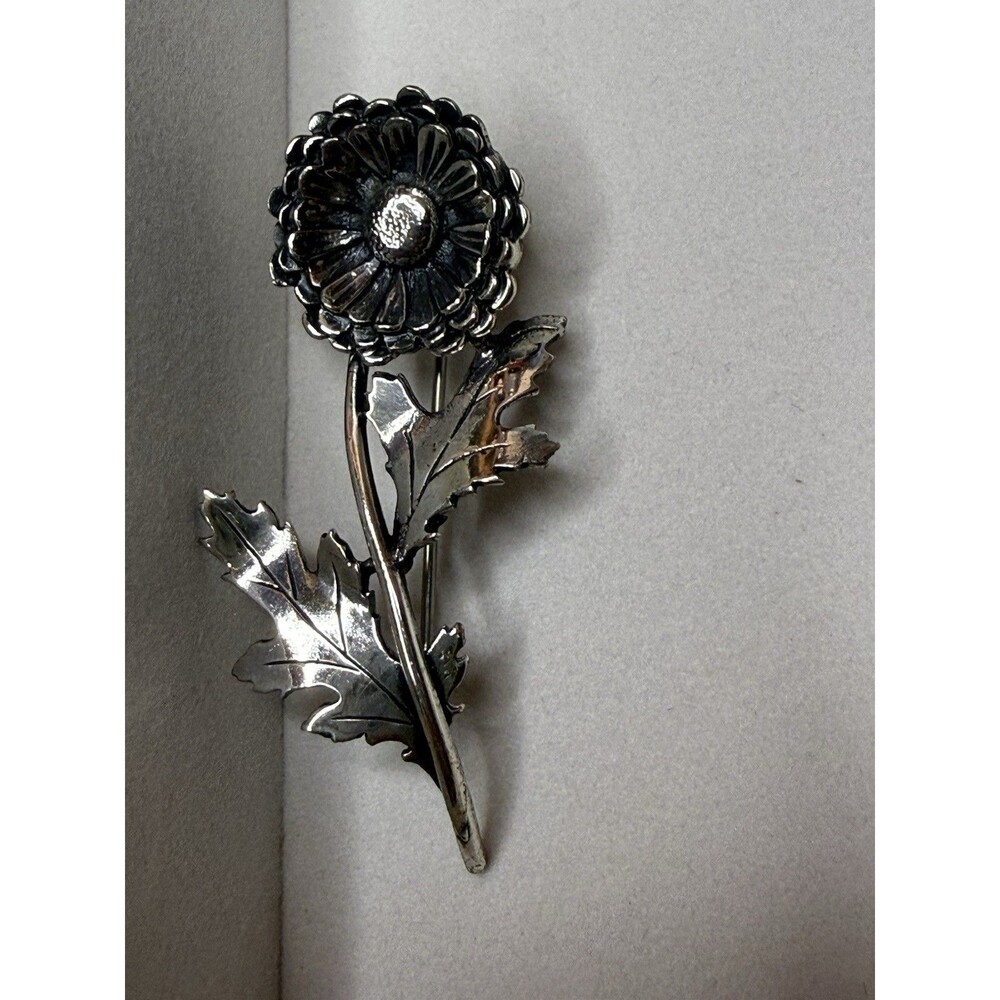 RARE-Vintage Sterling Silver 925 Large Flower Brooch Pin 7.6 Grams